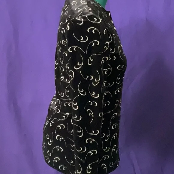 Beautiful JBS ltd black velvet jacket with silver buttons and sparkle, size S - Picture 2 of 8